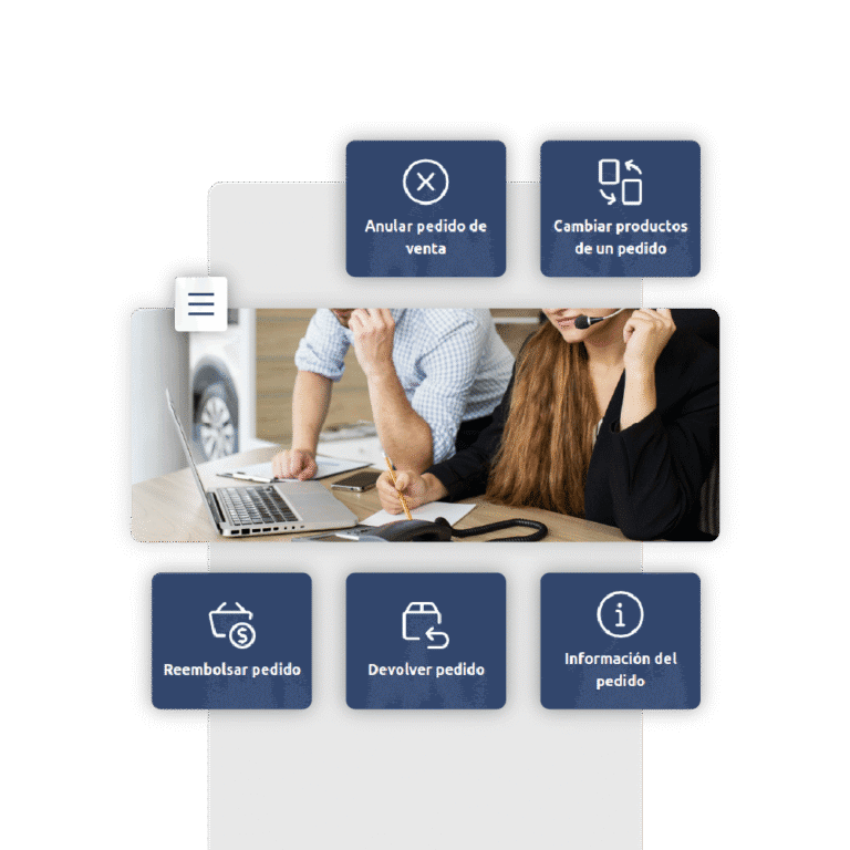 Visualización de las posibilidades del portal ATC, Atención al cliente desde ERP